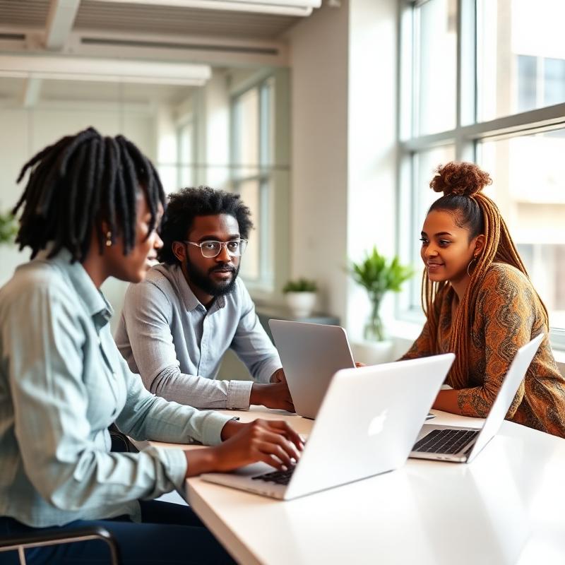 Young interns working together